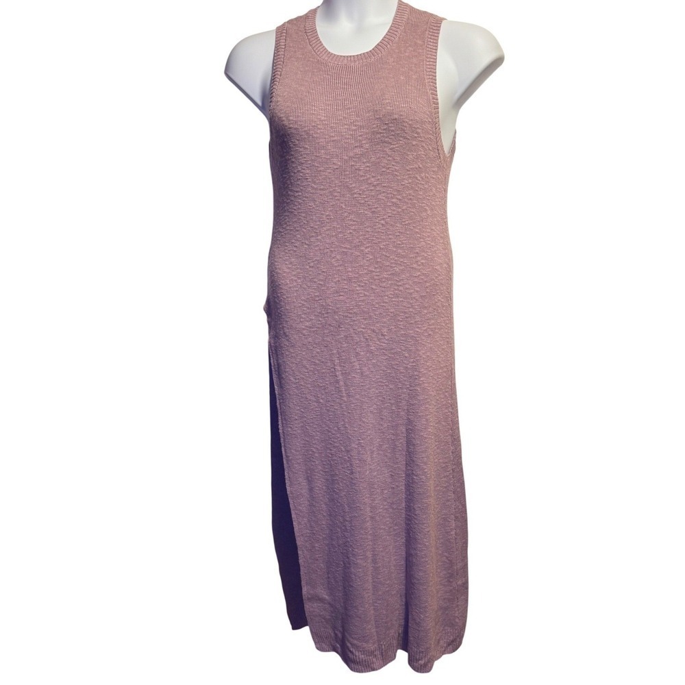 Free People Beach Sleeveless‎ Knit Sweater Midi Dress Purple Pink Linen Blend L